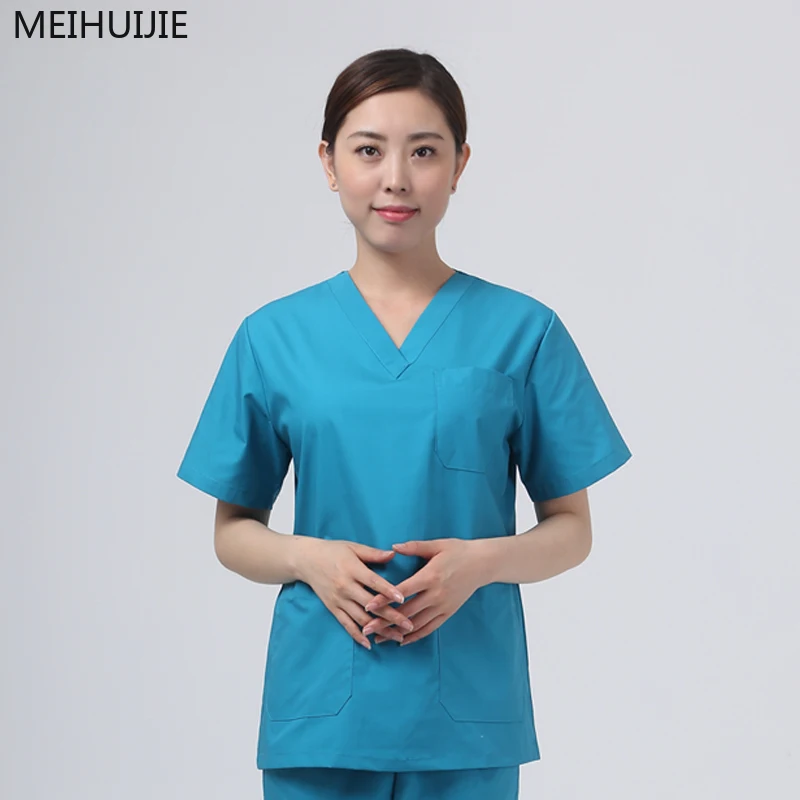 Летняя медицинская Униформа с короткими рукавами костюм для кормления Униформа больничный хирургический халат женский хлопок