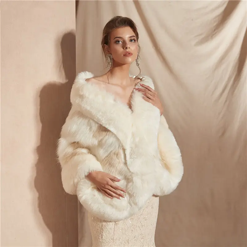 

White Cape Stole Wrap Wedding Bridal Women Shawl Wraps Jackets Plus Size Wedding Wrap Black Wedding Cape Coat Hot Sales