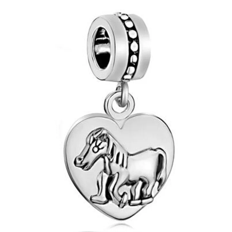 

Horse on heart charms beads for bracelet Fit Pandora Bracelet
