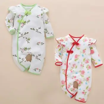 

Newborn Baby Rompers Girl Dresses Cotton Long Sleeves Outfit Prints Baby Girl Sweety China Romper Onesies Haber Girls Infants