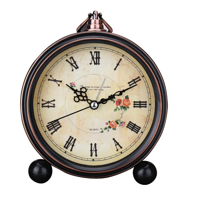 New EU Style Retro Alarm Clocks Bedside Metal Mute Creative Personality