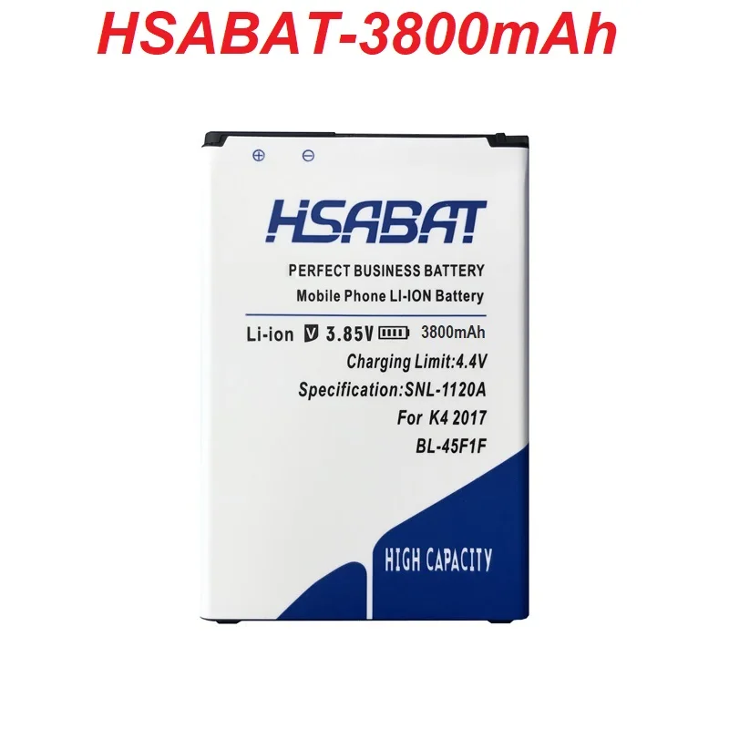 

HSABAT 2019 3800mAh Newest Battery for LG BL-45F1F K4 2017 M160 LG Aristo MS210 2017 Version K8 free shipping