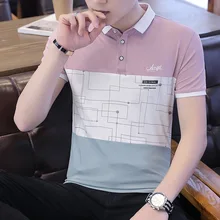 Мужские рубашки поло Весна Лето Новое поступление мужская рубашка однотонный деловой Повседневный Топ с коротким рукавом хлопковые футболки топы