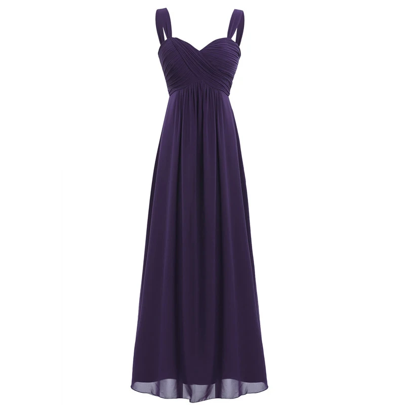 Женское летнее платье, длинное платье макси, vestido de festa Longo, шифоновое плиссированное платье подружки невесты, женское элегантное свадебное торжественное платье - Цвет: Dark Purple