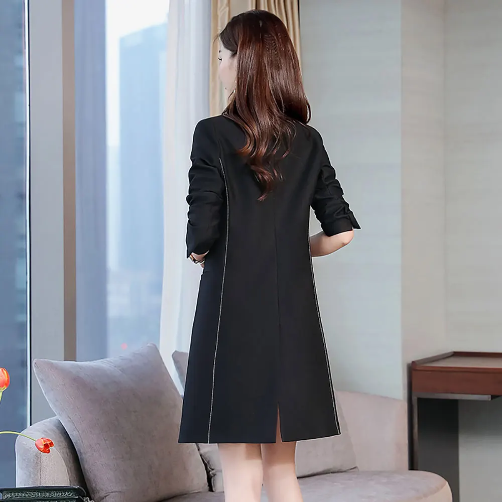 PinkyIsBlack Spring Autumn Suit Blazer Women 2019 New Casual Single Button Pocket Women Long Jackets Elegant Long Sleeve Blazers