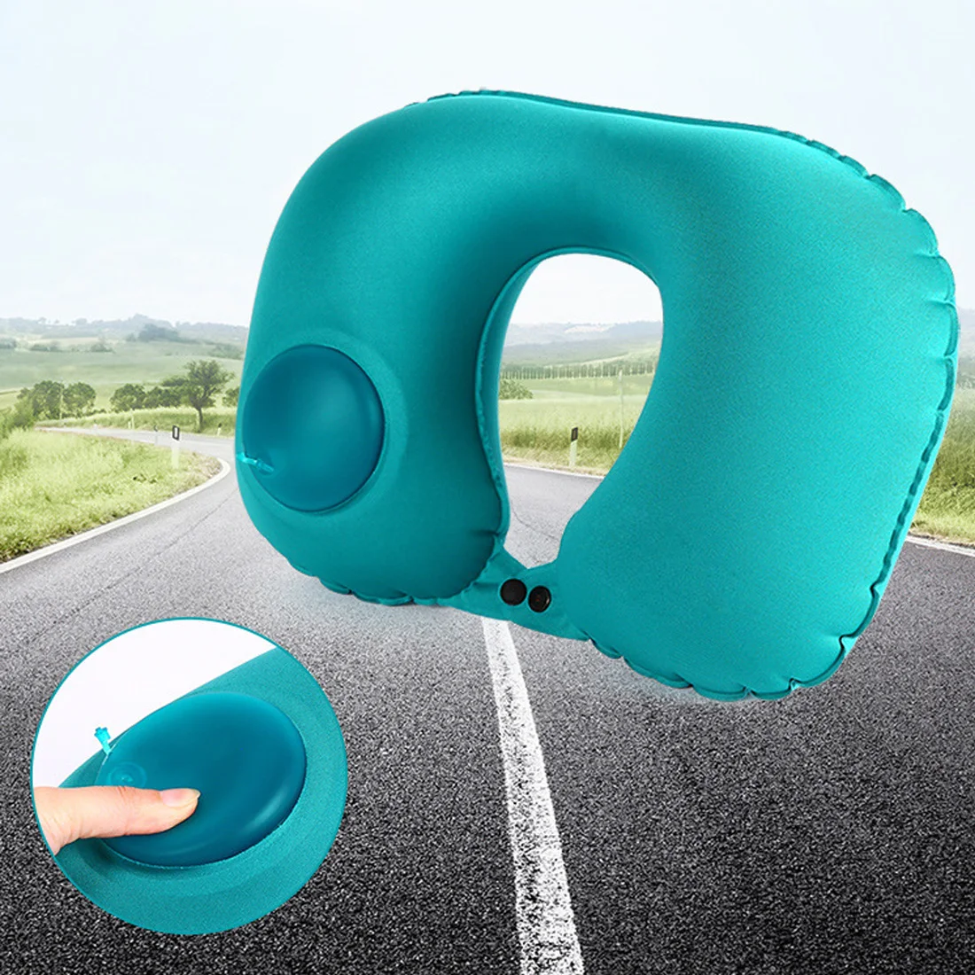 1Pc Inflatable U Shaped Travel Pillow Neck Car Head Rest Air Cushion