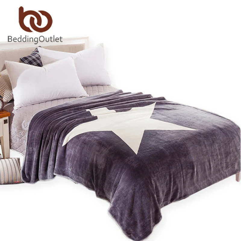 BeddingOutlet Yıldız Yatakta Kanepe Battaniye Gri ve Beyaz Atmak Battaniye Süper Yumuşak Yatak 100 cm x 150 cm 150 cm x 200 cm Boyutu Levha