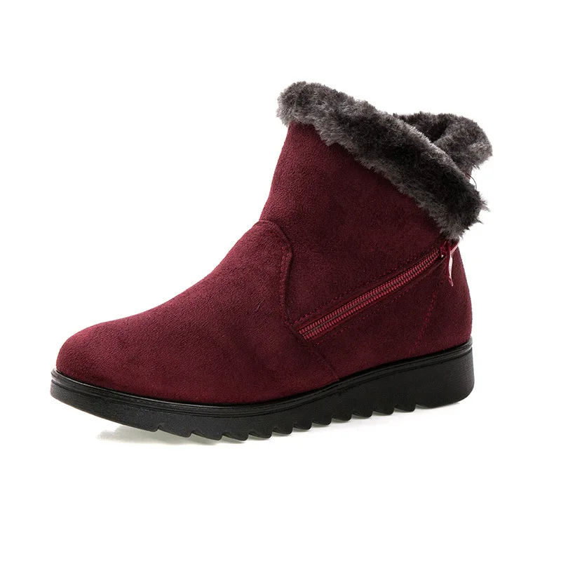

Women's Warm Short Fur Plush Winter Ankle Snow Boots Ladies Suede Zip Shoes Female Fashion Comfortable Plus Size shoes For Wamen
