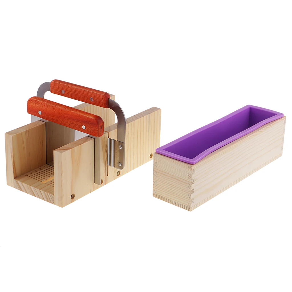 Wooden Soap Loaf Cutter Mold Soap Cutter Rectangle Silicone Soap Mold Wood Box Straight Cutter Wavy Cutter Home Kitchen Tool Set