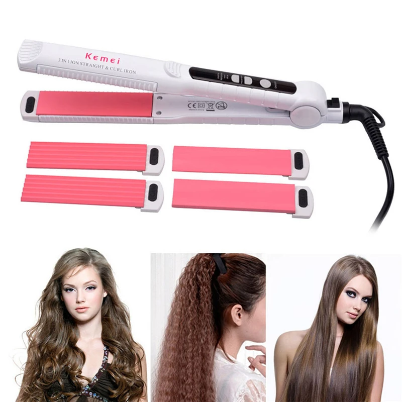 

3-in-1 Hair Styling Tool with Adjusted Temperature Hair Curler Straightener Hair Crimper for All Hair Types Dual Voltage 30