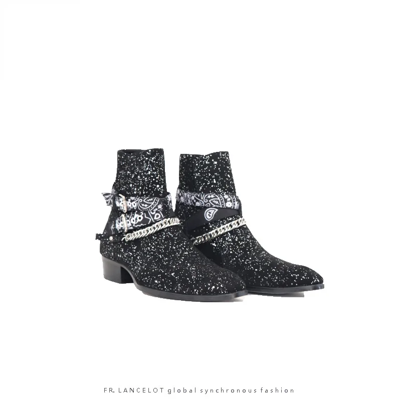 WPG/высокое качество; стиль; дизайнерский черный комплект; Мужская обувь; Роскошная брендовая мужская обувь Челси в западном стиле; мотоботы; обувь