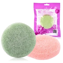 Сухой и влажный konjac спонж для макияжа 1 шт. круглый моющее средство для лица Натуральный очиститель завод хлопок бамбук древесный уголь Губка инструмент для макияжа