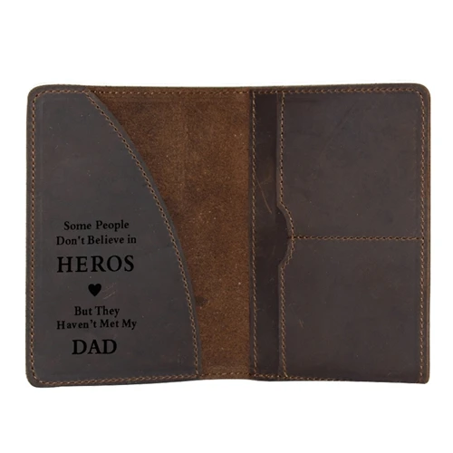 Для Hero DAD Обложка для паспорта из воловьей кожи кожаный кошелек для путешествий функциональный держатель для кредитных карт винтажный кошелек для паспорта подарок для папы - Цвет: Dark Brown
