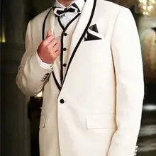 Последняя версия красивого белого костюма Лучший мужской костюм/мужчины женятся на костюме/бальном платье/шаль воротник(пальто+ брюки+ жилет