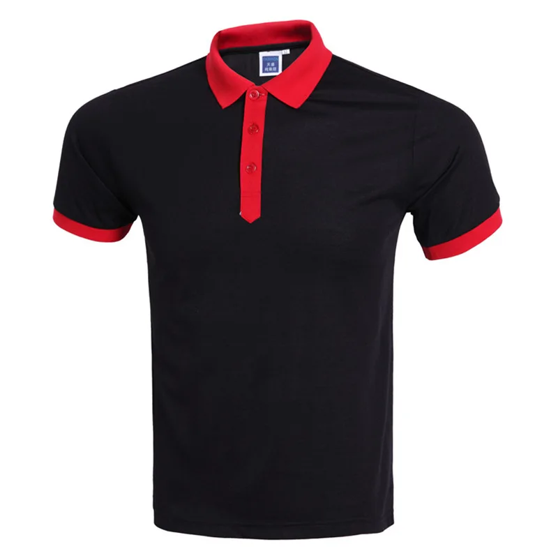 Брендовая мужская рубашка поло Homme Летний стиль короткий рукав сплошной цвет Мужские рубашки поло Повседневные облегающие поло - Цвет: Black Red
