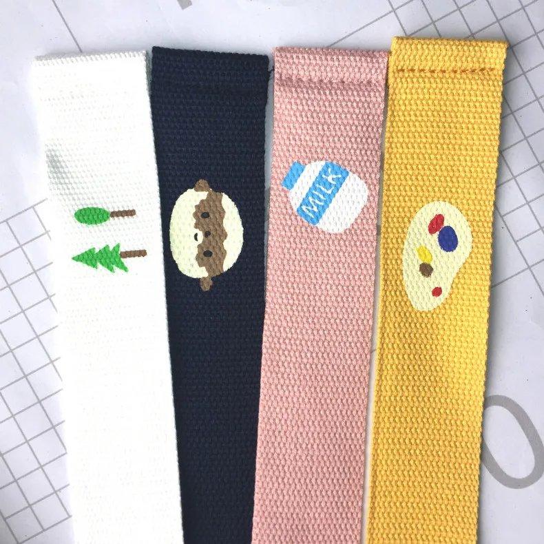 Японский Харадзюку каваи ремни для женщин двойная Пряжка корейский Ulzzang смешной печати карамельный цвет унисекс Холст Пояс