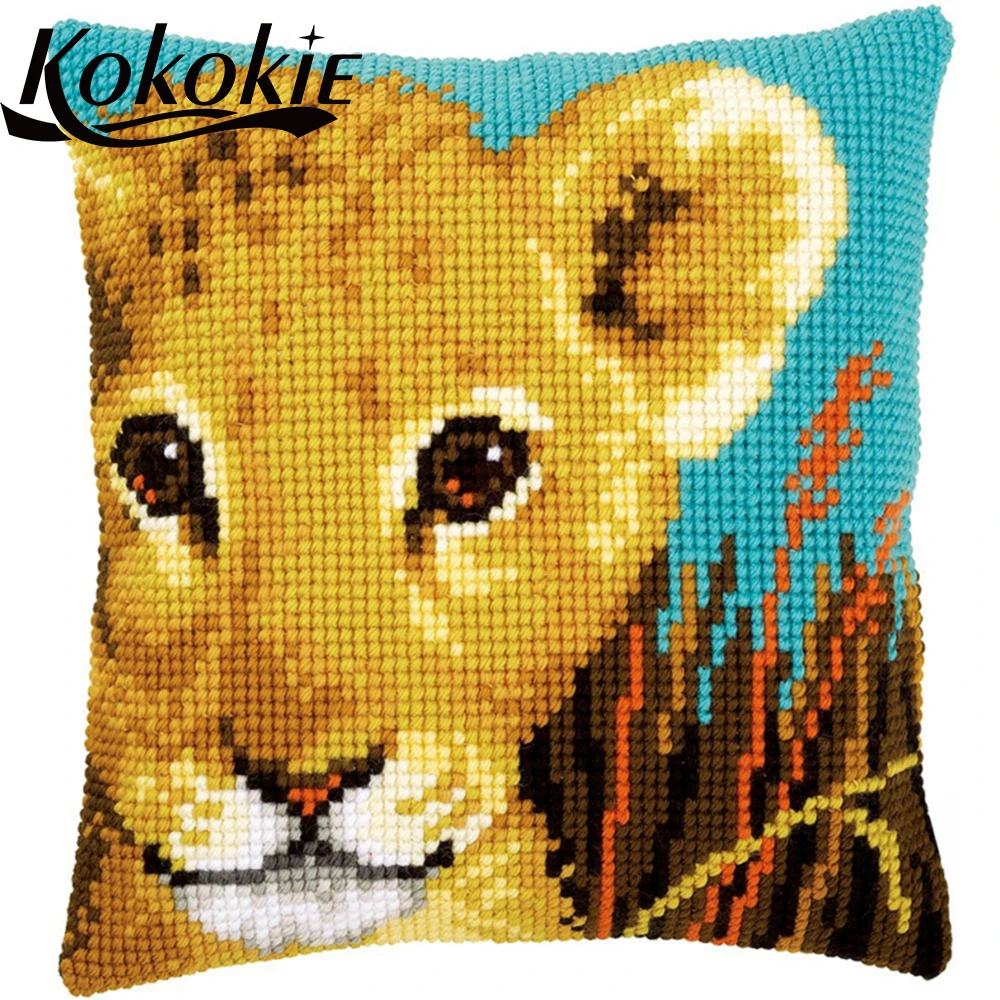 

Accessories for cross stitch pillow diy knitting needles kit for embroidery yarn pillowcase animal embroider needlework kits