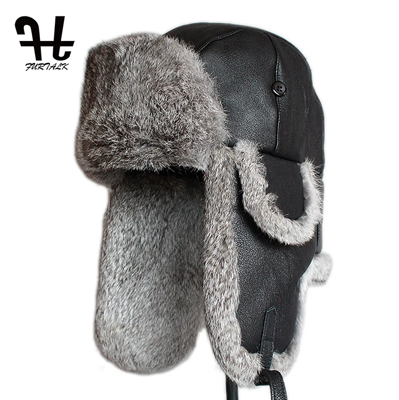 Меховая шапка Furtalk для мужчин зимняя ушанка из овчины мужчин|trapper hat|trapper hat for menrussian
