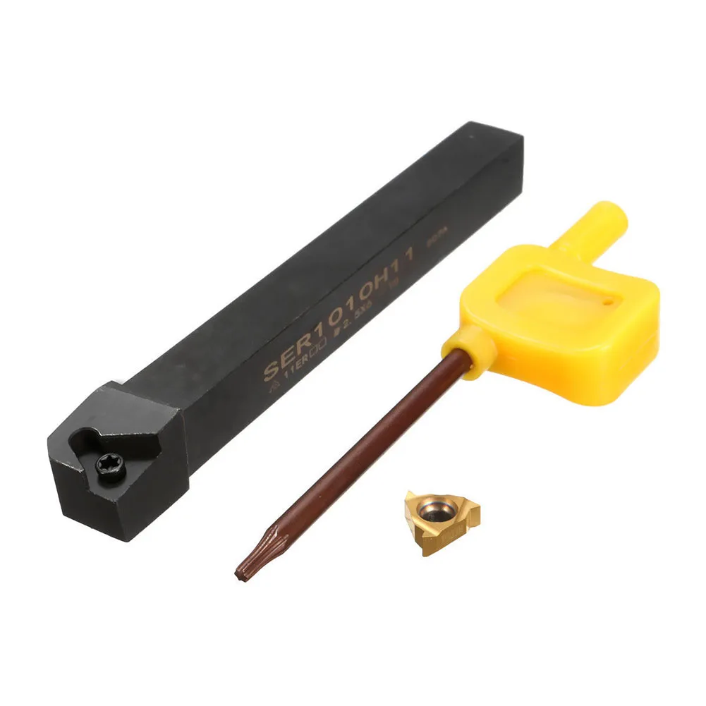 

Replacement Cutter Threading Turning Tool With 11ER A60 Carbide Insert External Holder Durable Mini Accessories SER1010H11 Lathe