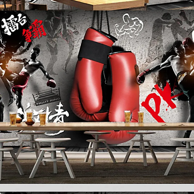 

Free shipping custom wallpaper Boxing gym backdrop wall decoration 3d wall mural wallpaper landscape wall murals