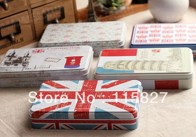 

Free Shipping! 4pcs/lot new Vintage england style Tin Box Metal Storage Case Jewelry Box Pill box Gift Case Christmas Gift