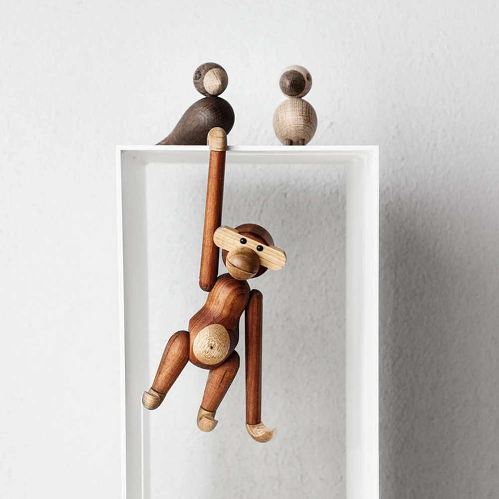 

2019 Newest Different Poses Monkey Crafts Funny Puzzle Wooden Monkey Shape Toys Figurine Art Home Decoration