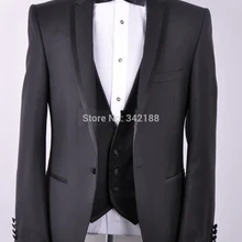 Уголь одна кнопка пик жених смокинги жениха мужчины свадебные костюмы / вестер suitswedding мужской одежды