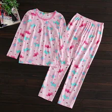 Весенняя домашняя одежда для женщин повседневные пижамные комплекты женские мягкие хлопковые пижамы костюм Laides с длинным рукавом О-образным вырезом футболка+ брюки