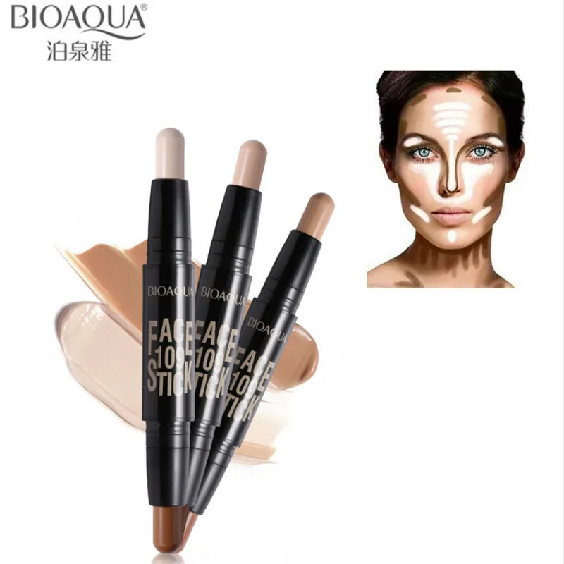 

BIOAQUA Makeup Concealer Pen Multi effect Double Head 3D Bronzer Highlighter Stick Texture Contour face Pencil Foundation