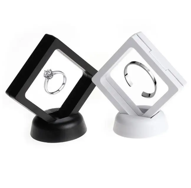 

Transparent Jewelry Display Box Ring Suspended Floating Holder Case Jewelry Coins Gems Jewelry Stand Cases Dropper Shipping