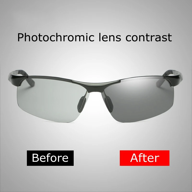 

2018 Photochromic TAC Polarized Semi-Rimless Sunglasses Driver Rider Goggle Chameleon Change color Glasses Men Women Sunglasses