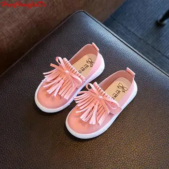 

Kids Leather Shoes Fashion Flat Tassel Style Children Pink Cute Boat Shoes Baby Casual Princess For Girls Sneakers