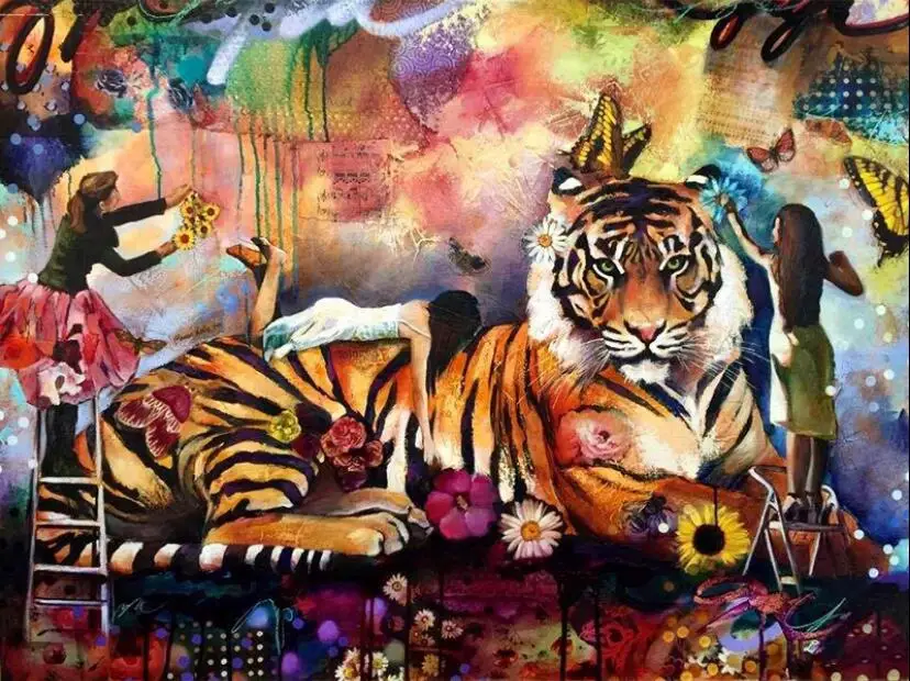 Needlework DIY 5D Diamond Painting Full Square Tiger Butterfly Cross Stitch Embroidery Mosaic Gift | Дом и сад