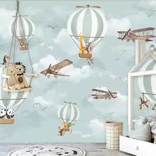 Beibehang большой 3D обои мультфильм горячий воздух воздушный шар самолет животное детская комната фон Настенные обои для стен 3 d