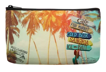 

Summer Style Palm Trees at Tropical Postcard Print Customized Small Cosmetic Bag Wristlet Makeup Bags