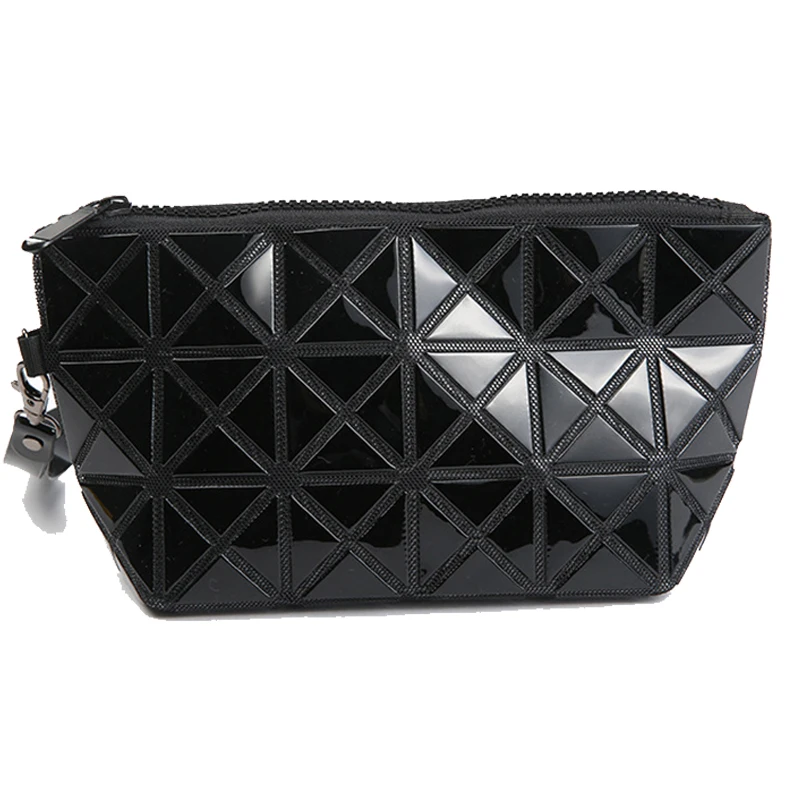 

Women Cosmetic Bag Geometric Stitching Long Section Of Pu Leather Clutch Phone Package Organizator Sac Maquillage