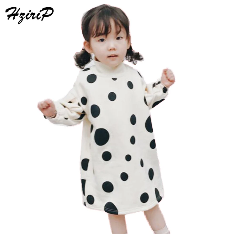 

HziriP 2017 New Winter Baby Girl Dress Fashion Turtleneck Sweatshirts Plus Velvet Princess Dresses For Children's Girls Clothing