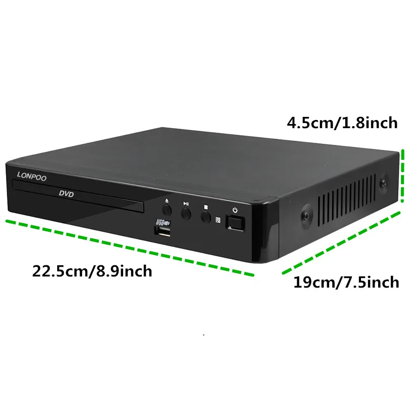  LONPOO Newest DVD Player Portable USB 2.0 DVD Player Multimedia Digital DVD TV Support HDMI Functio