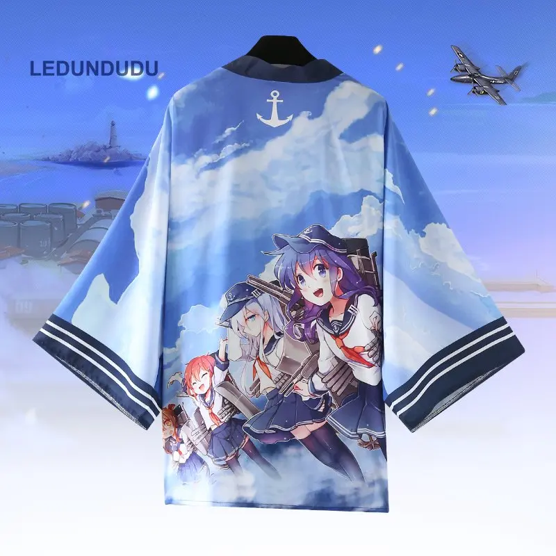 

Collection Yamato Game Kancolle Kantai Chiffon Pajamas Cloaks Cosplay Costume Yukata Kimono Coat Bathrobes+Skirts + Casual Pants
