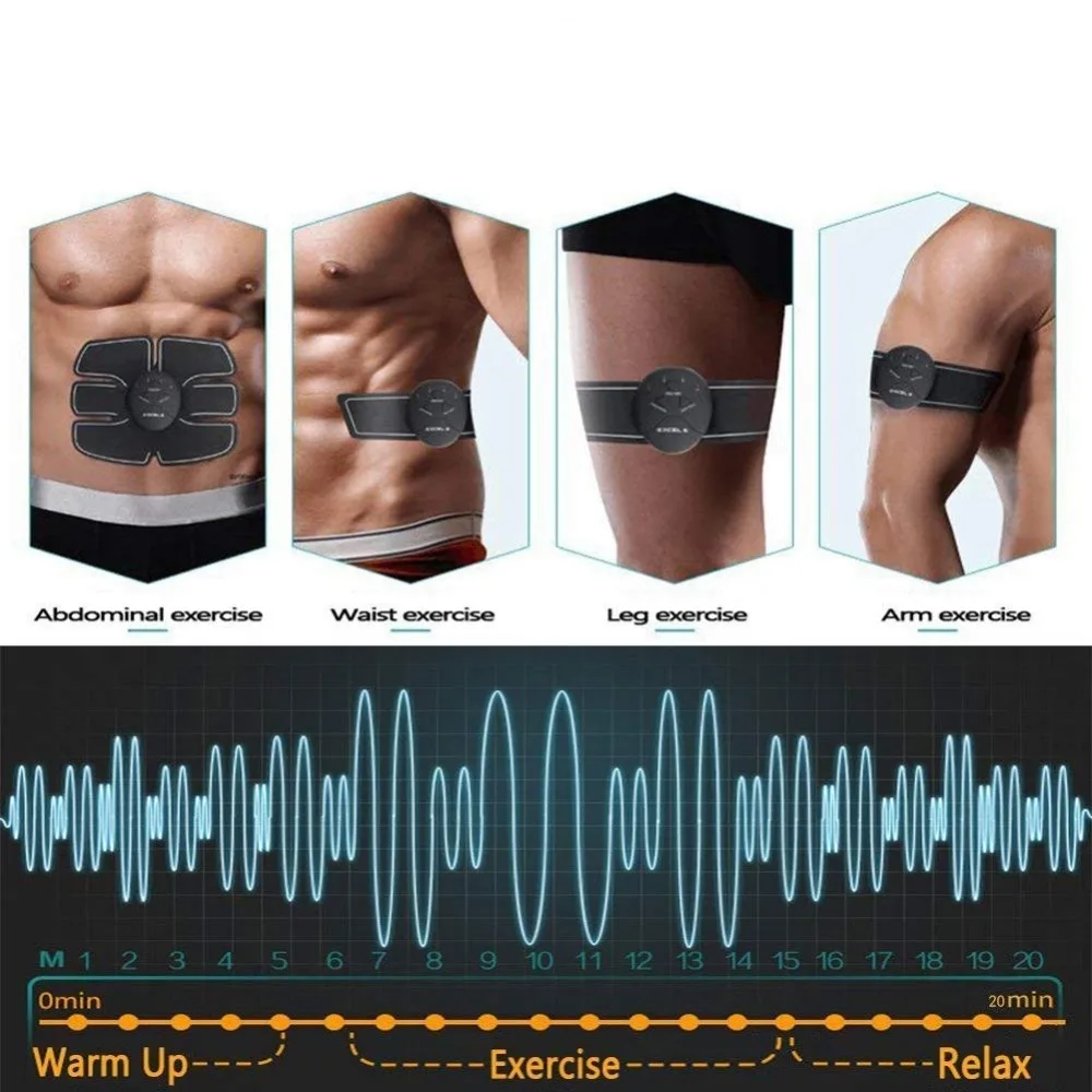 Тренажер для мышц брюшного пресса, EMS, Электронный тренажер для мышц, тонкий массажер для тела, стимулятор мышц ног и рук, тонизирующий тренажер для тренировки