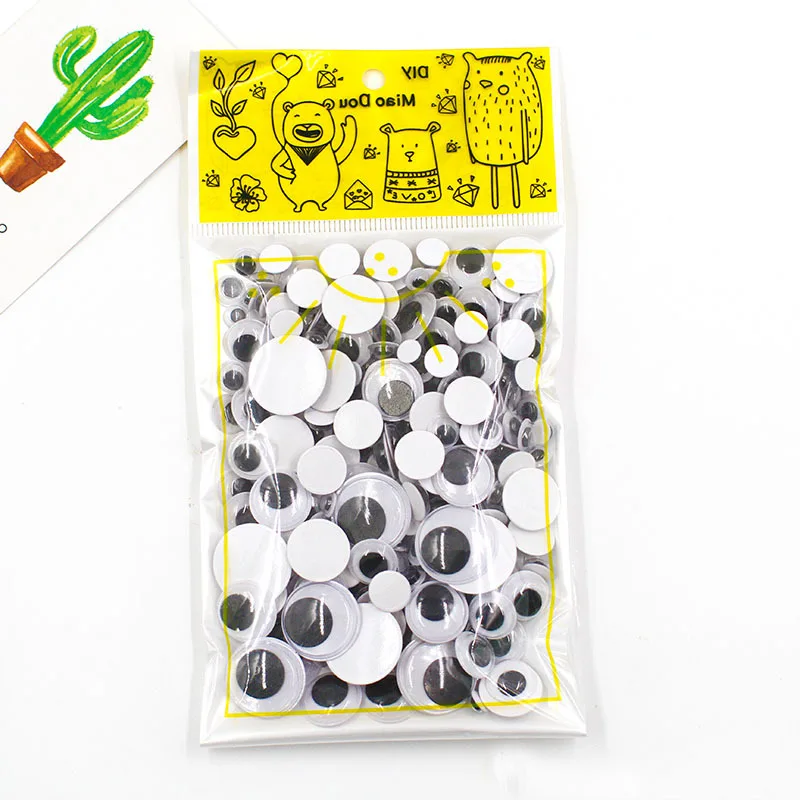 

Eye For Toys 300PCS 6-35mm Mixed Dolls Googly Back Adhesive Black Eyes Used For Stuffed Doll Accessories Eyeball For Toys Gifts
