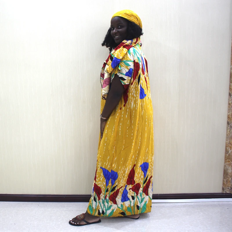 Новое Африканское повседневное женское платье хлопок модный принт свободный шарф Макси платье для женщин