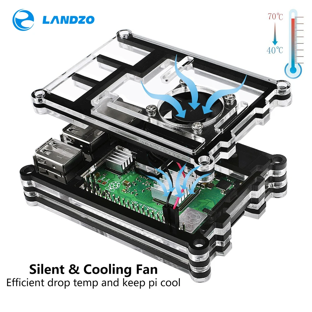New Official Raspberry Pi 3b Plus Case 9 Layers Acrylic Case With Cooling Fan For Raspberry Pi 3 Model B Integrated Circuits Aliexpress