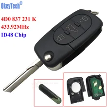 OkeyTech 433MHz 3 Buttons Remote key Keyless Entry Fob ID48 Transponder Chip for Audi A6 TT Old Models 4D0 837 231 K 4D0837231K