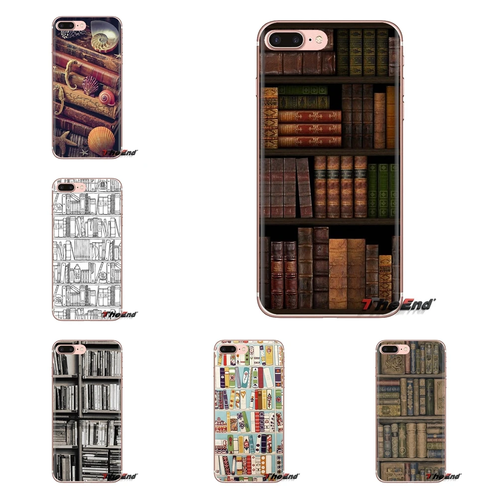 For Samsung Galaxy A3 A5 A7 A9 A8 Star A6 Plus 2018 2015 2016 2017 Transparent TPU Shell Case Retro Book Shelf Bookshelf Library |