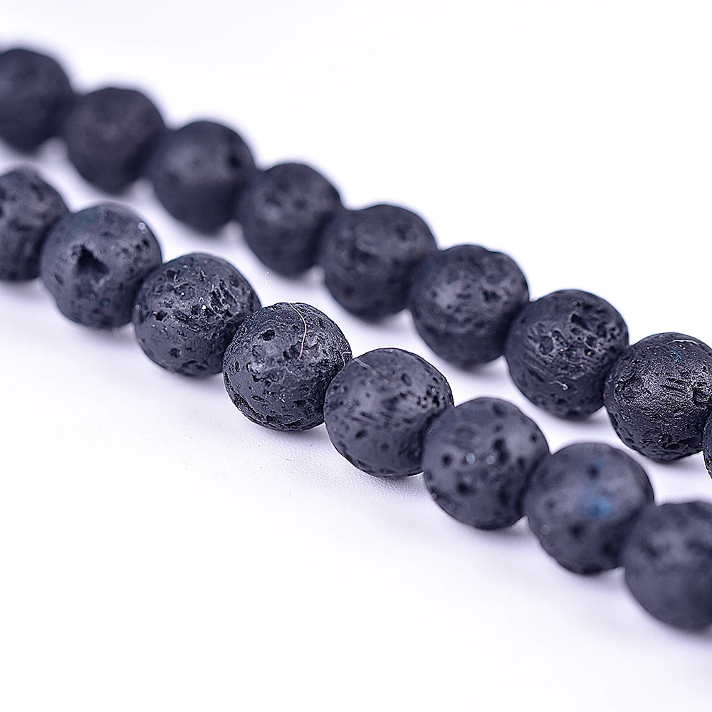 

XJ Natural Black Lava Stone Round Loose Beads 38cm a Strand 4 6 8 10 12 14 16M Beads For Jewelry Making DIY Bracelet