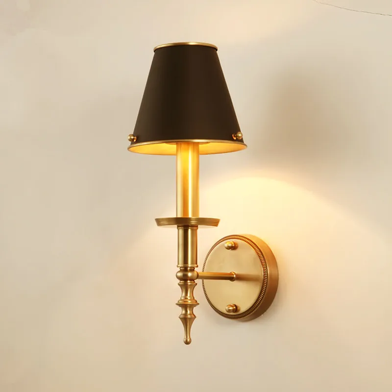 

American Country Copper E14 LED Bedside Deco Wall Lamps Nordic Loft Vintage Kitchen Restaurant LED Wall Lights Fixture