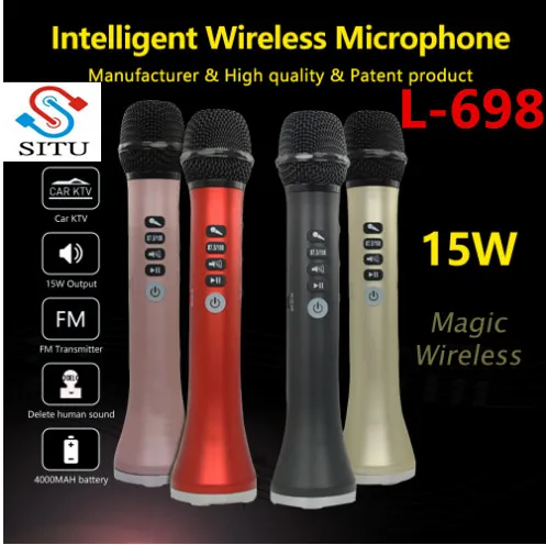 

L-698 professional 15W portable USB wireless Bluetooth karaoke microphone speaker with Dynamic microphone