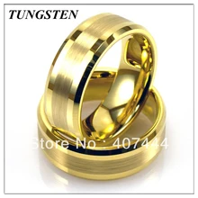 Низкая цена, 10 шт./лот,, 8 мм вольфрамовое Золотое матовое кольцо с центральной полоской, мужское кольцо