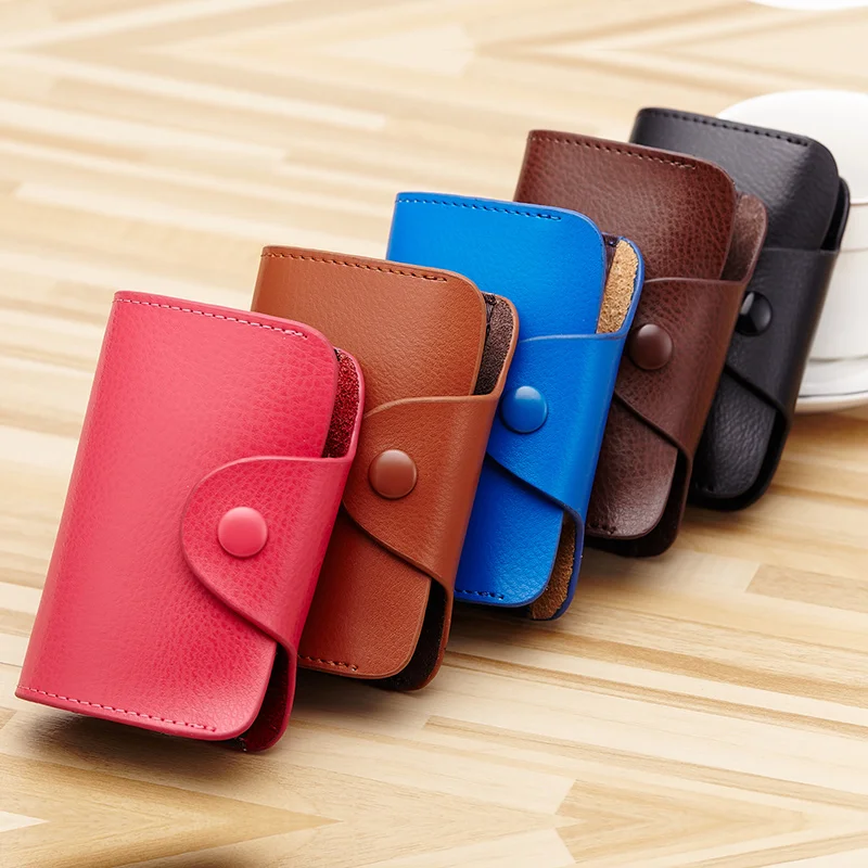 Cow Split Leather Credit Card Holder Wallet Card Holder Card Holder Card Wallet ID Card Holder ID Card Case Card Sleeve Card Sleeves for Men & Women Solid Hasp Accordion Business Card Bag Unisex ID Wallet